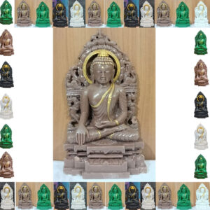 Marble Dust Earth Touching Buddha Idol Religious The Awakened Figurine 6" Brown