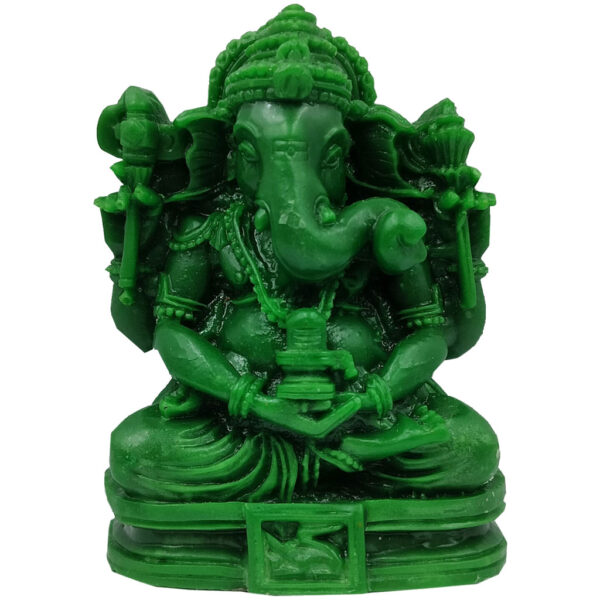 Beautiful Green Ganesh Holding Shivling Idol for Car Dashboard Home Decor, Office Desk, Diwali Gifts