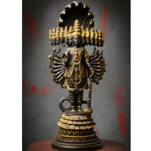 24" Vishnu Vishwaroopam Idol BLACK GOLD Large Universal Form Krishna Statue