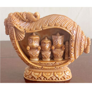 2.5" Lord Jagannath Balaram Subhadra in Conch Car Dashboard Idol Mini Statue