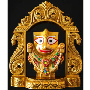 7" Lord Jagannath Idol with Arch Marble Dust Statue GOLD FINISH Puri Mahaprabhu