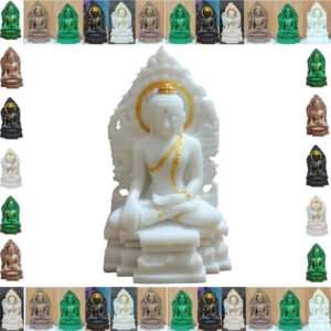 WHITE Buddha Statue Marble Dust Indian Handicraft Art Decor Meditating Sculpture