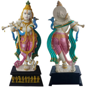 4 Foot Tall Large Gopal Krishna Statue Playing Flute MULTI COLORED Marble Dust Statue